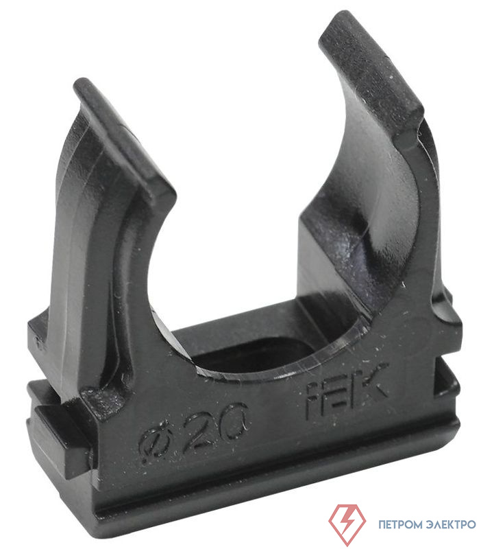 Держатель для труб (клипса) CF20 с защелкой черн. ELASTA (уп.10шт) IEK CTA10D-CF20-K02-010