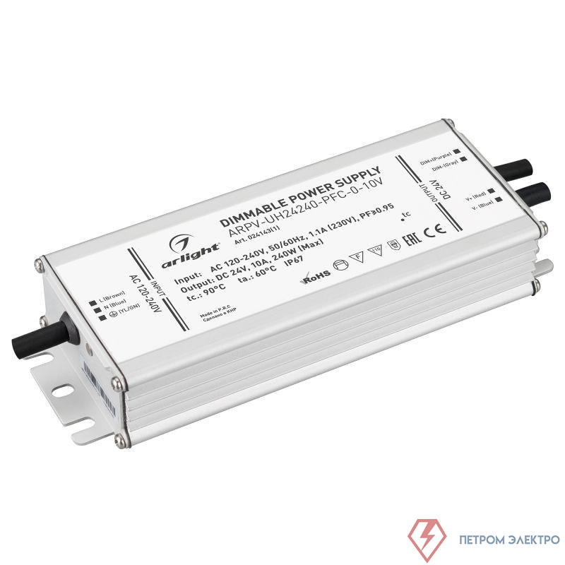 Блок питания ARPV-UH24240-PFC-0-10V 24В 10.0А 240Вт IP67 метал. Arlight 024143(1)