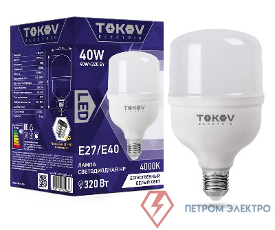 Лампа светодиодная 40Вт HP 4000К Е40/Е27 176-264В TOKOV ELECTRIC TKE-HP-E40/E27-40-4K