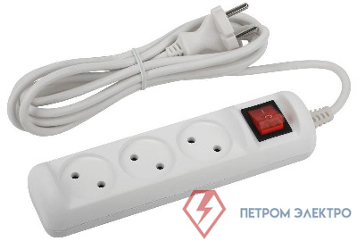 Удлинитель 3х1.5м без заземл. 10А IP20 U-3s-1.5m-2х1 ПВС 2х1 с выкл. Эра Б0044049