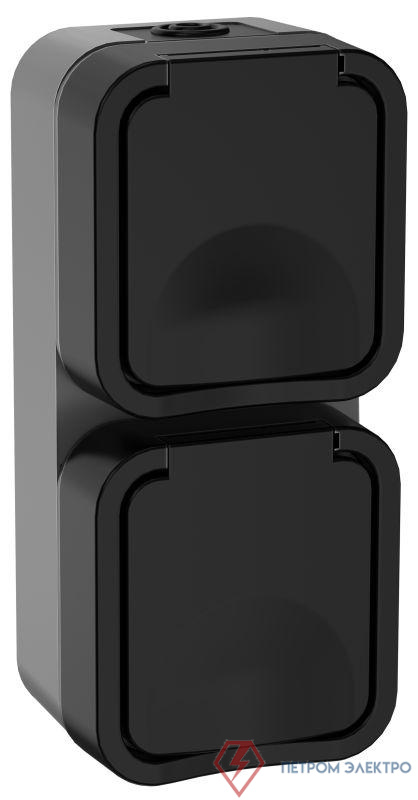 Розетка 2-м ОП TORS 16А IP55 TS132 вертик. с заземл. с крышкой графит IEK TS-R26-16-55-V-K53 0