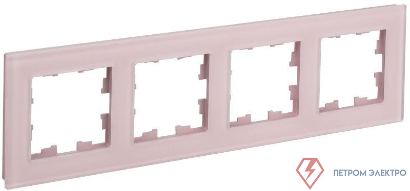 Рамка 4-м BRITE РУ-4-2-Бр стекло розовый матов. IEK BR-M42-G-31-K14