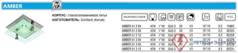 Светильник AMBER 51 3 04 Комтех CH917005