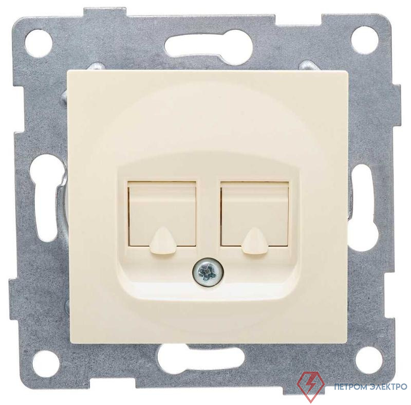 Розетка компьютерная + телефонная 2-м СП Ugra RJ45 + RJ12 механизм беж. GUSI С11КТ-003