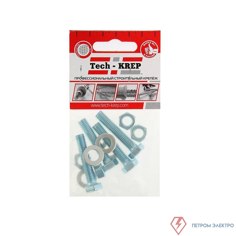 Болт с шестигранной головкой М8х40 DIN 933 + гайка + шайба оцинк. (уп.4шт) Zitar 112723