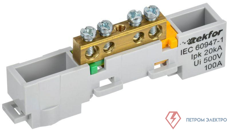 Шина PE "земля" неизол. на универс. держ. 6х9-4-Ж TEKFOR IEK TF-NN10-04-DL-K05