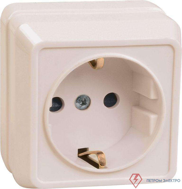 Розетка 1-м ОП Октава РС20-3-ОКм 16А IP20 с заземл. крем. GENERICA ERO11-K33-16-DC