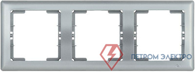 Рамка 3-м BOLERO РГ-3-БС горизонт. серебр. IEK EMB30-K23