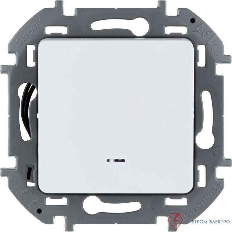 Переключатель 1-кл. Inspiria 10А IP20 250В 10AX с подсветкой / индикацией механизм бел. Leg 673660