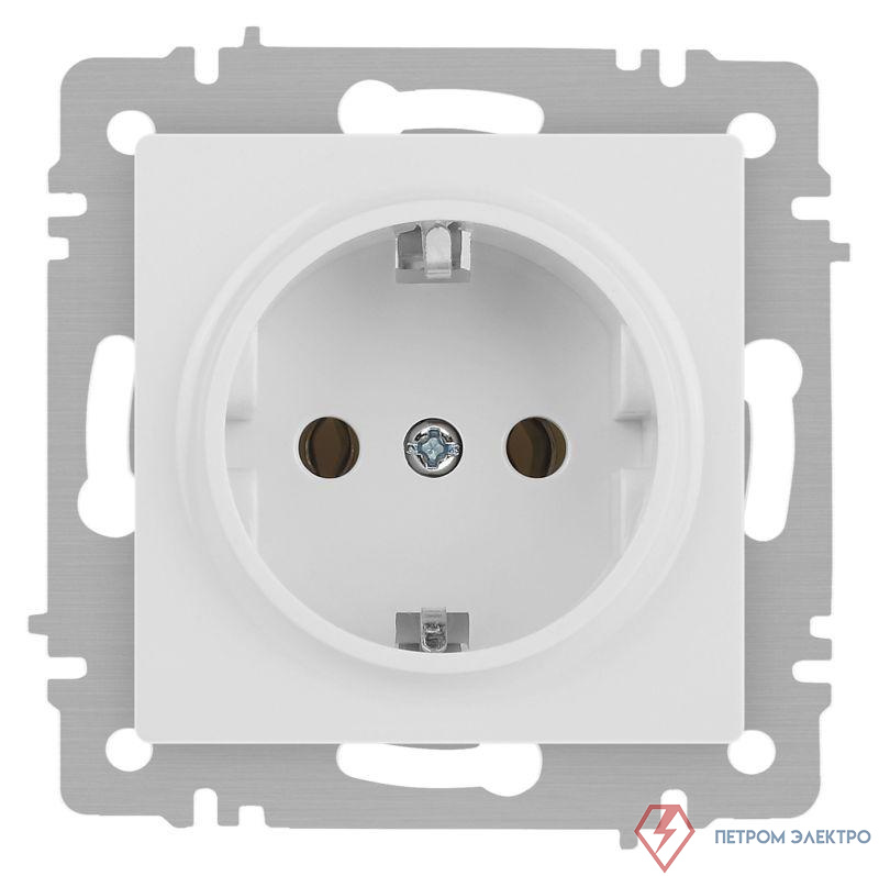 Розетка Accent 6-202-01М 2P+E Schuko 16А-250В IP20 СУ бел. матов. Intro Б0063681