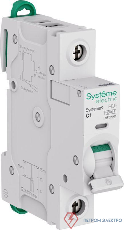 Выключатель автоматический 1п C 1А 10кА Systeme9 230В SE S9F32101