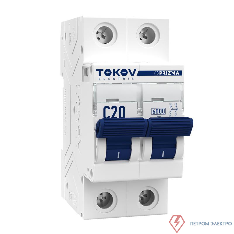 Выключатель автоматический модульный 2п C 20А 6кА PRIZMA TOKOV ELECTRIC TKE-PZ60-MCBI-2-20-C