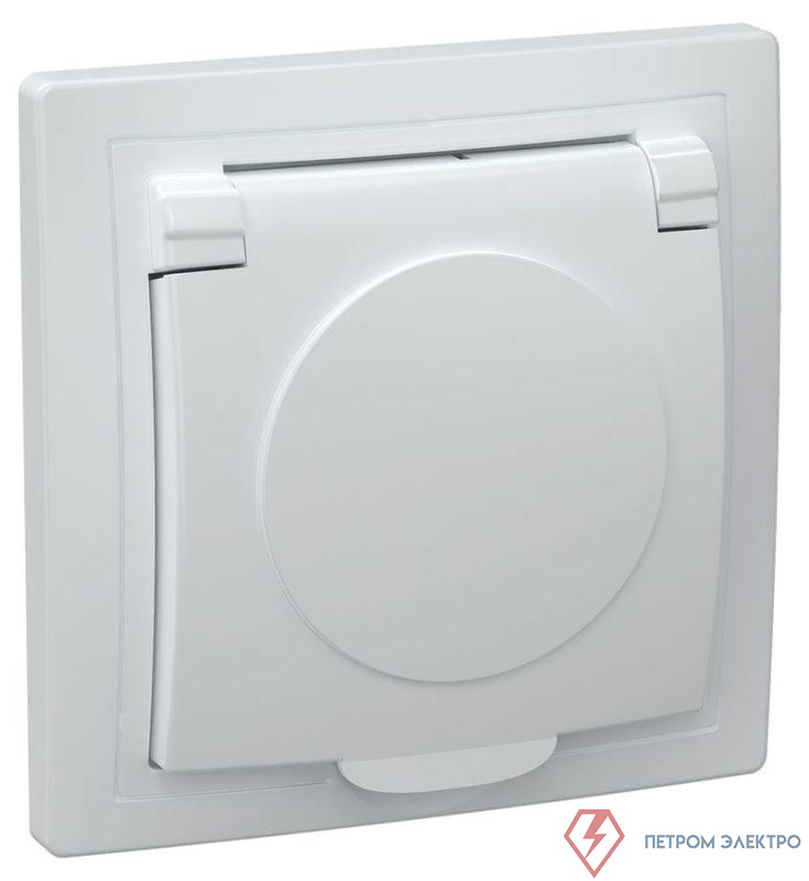 Розетка 1-м СП Кварта РСб10-3-КБ 16А IP20 с заземл. с крышкой бел. GENERICA ERK15-K01-16-DM