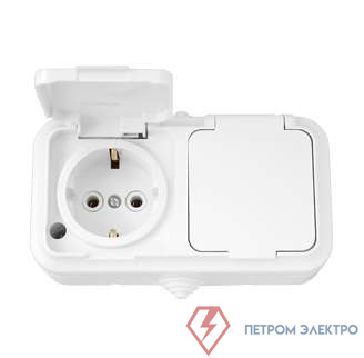 Розетка 2-м ОП 16А IP44 с заземл. бел. Bylectrica РА16-303