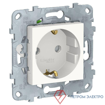 Механизм розетки UNICA NEW защ. шторки с заземл. с быстрозажим. клеммами 16А 250В бел. SchE NU505718