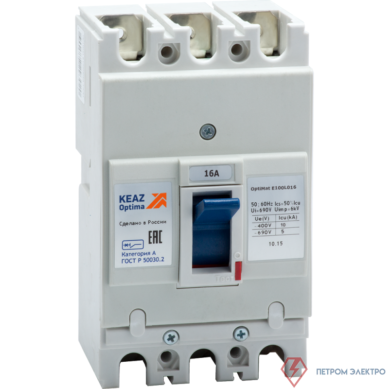Выключатель автоматический 16А 6кА OptiMat E100L016 УХЛ3 КЭАЗ 100000