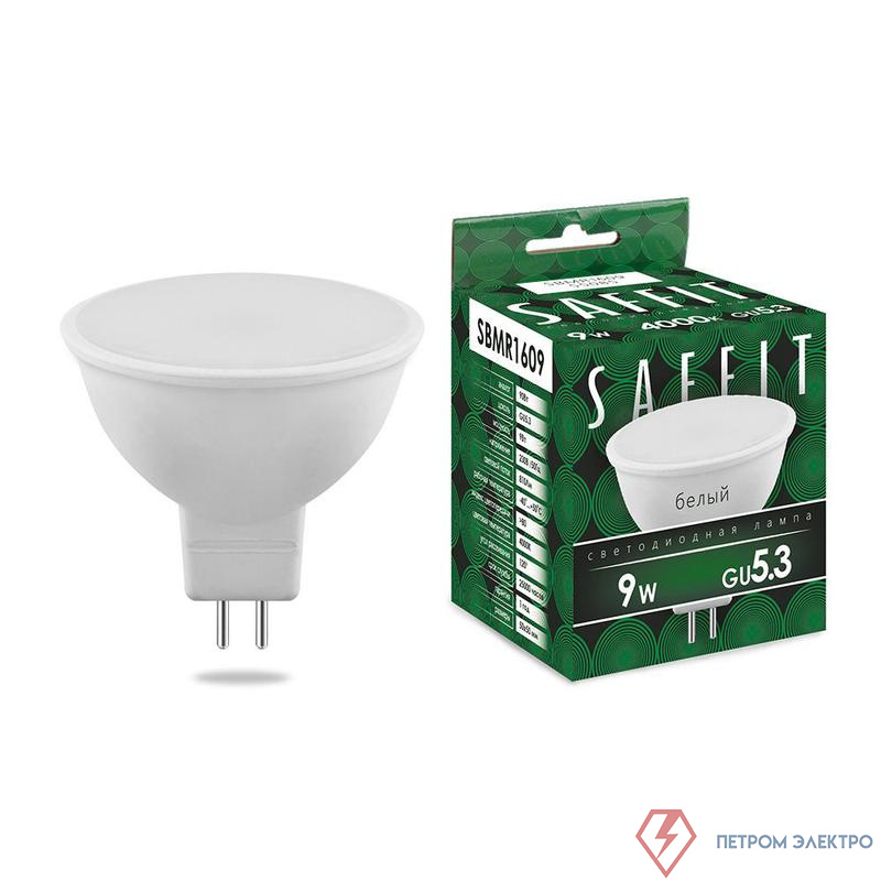 Лампа светодиодная SBMR1609 9Вт MR16 4000К GU5.3 230В SAFFIT 55085