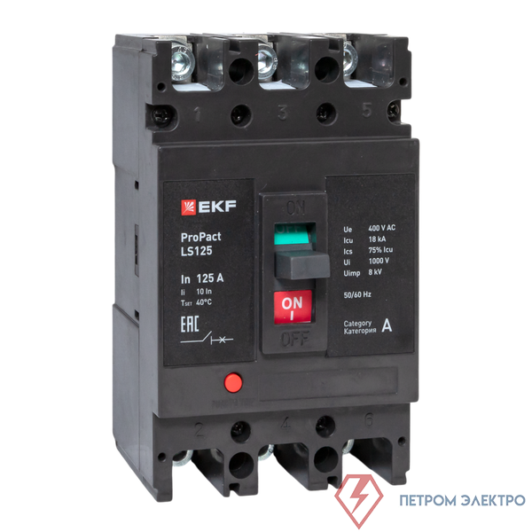 Выключатель автоматический 3п 125А 18кА LS125 ProPact EKF mccb-125-18-3-125-ls