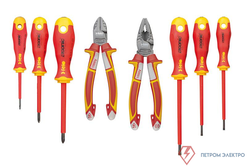Набор диэлектрических отверток Ergonic с пасатижами и бокорезами (уп.8шт) Felo 41398517