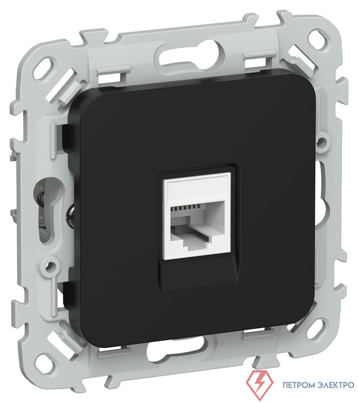 Розетка компьютерная СП FLITE РК5е-1-0-ФлЧ RJ45 кат.5E UTP механизм черн. IEK FI-K12-1-K02