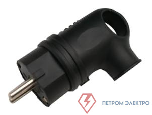 Вилка угловая с заземлением каучук 16А IP44 черн. 9220 IN HOME 4690612010229