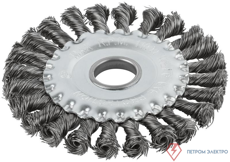 Корщетка дисковая прямая d посадочный 22.2мм стальная витая проволока 125мм КУРС 39030