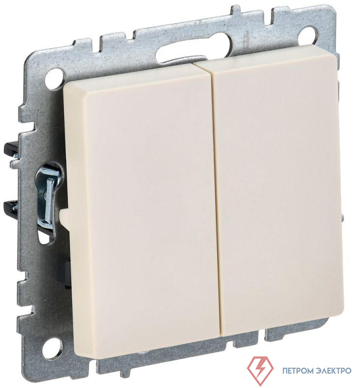 Выключатель 2-кл. СП BRITE ВС10-2-0-БрКр 10А механизм беж. IEK BR-V20-0-10-K10