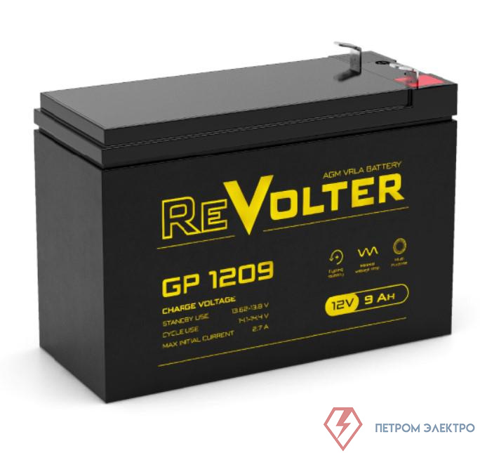 Аккумулятор 12В 9А.ч GP 1209 REVOLTER 4614040020016