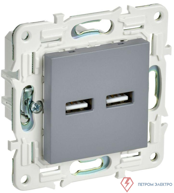 Розетка USB A+A 3.1А SKANDY SK-R15Gr сер. IEK SK-U21-D31-K03