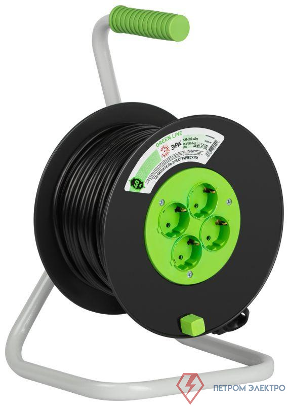 Удлинитель на пластик. катушке 4х40м с заземл. KAT-3x1-40m Greenline ПВС 3х1 Эра Б0065116