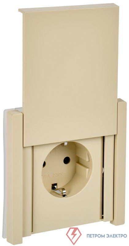 Розетка СП FORTE&PIANO 16А IP44 FP421 с заземл. защ. шторки с крышкой винт. крепл. ваниль IEK FP-R16-16-44-K10