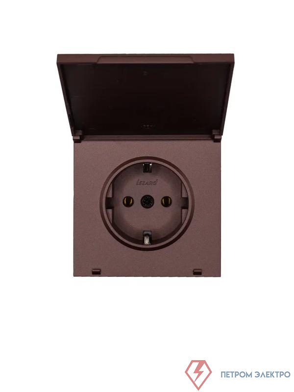 Розетка 1-мест. с/з с крышкой ПБТ СП ZIMA IP20 16А безвинт. зажим шоколад LEZARD 704-7388-123BQC