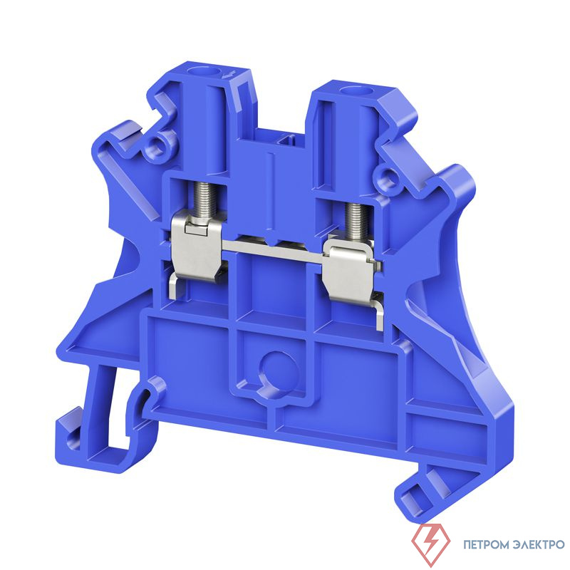 Клемма проходная винтовой зажим; 2 точки подключения; 2.5кв.мм син. DKC TUR-2.5R-BU