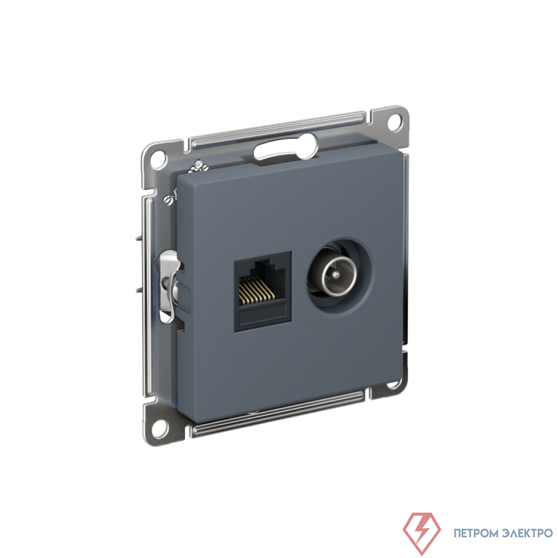 Розетка компьютерная + телевизионная 2-м СП AtlasDesign RJ45 кат.5E + TV механизм грифель SE ATN000789