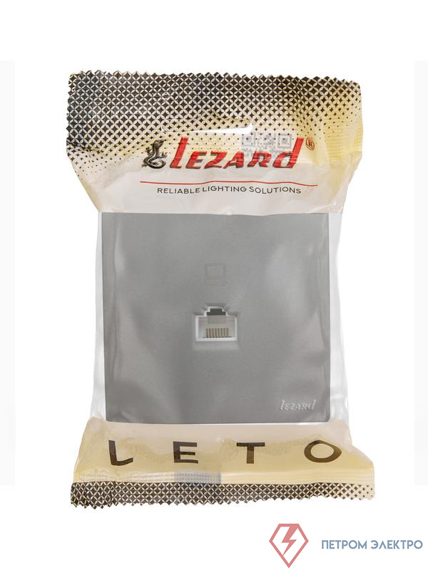 Розетка компьютерная 1-м ОП RJ45 LETO платина LEZARD 752-3500-139