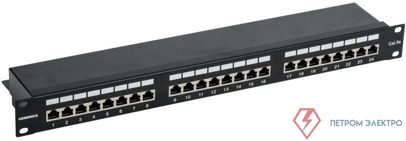 Патч-панель 1U кат.5E FTP 24 порта (Krone) GENERICA PP24-1UC5EF-K05-G