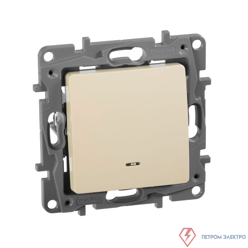 Переключатель 1-кл. СП Etika Plus 10А IP20 250В 10AX с подсветкой безвинтов. зажимы механизм сл. кость IEK 672315