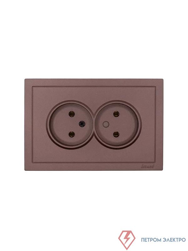 Розетка 2-мест. б/з СП ZIMA IP20 16А ПБТ безвинт. зажим шоколад LEZARD 704-7300-128BQC