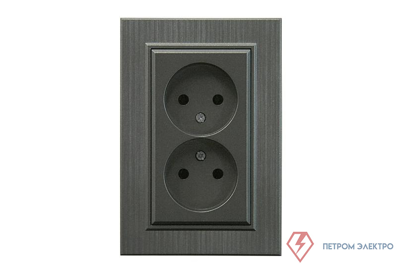 Розетка 2-я Karea LINE STAR без заземл. дым. металлик Makel 86050017