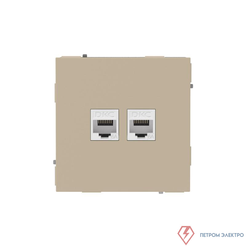 Розетка компьютерная 2-м KANT RJ45 кат.6A без шторки ванильн. марципан DKC 7015674