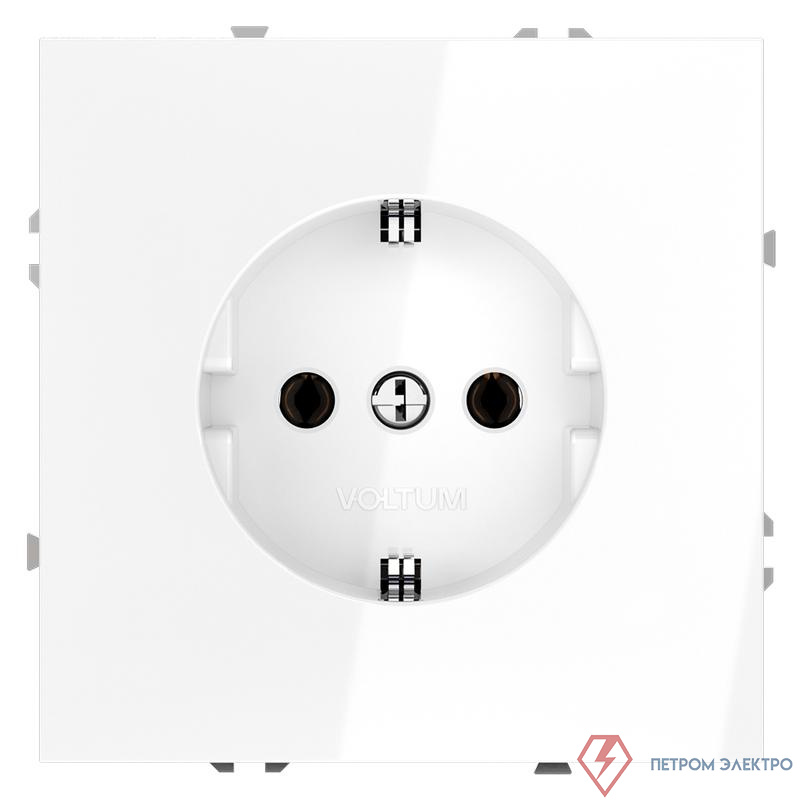 Розетка 1-м СП S70 16А с заземл. механизм бел. глянцевый Voltum VLS040101