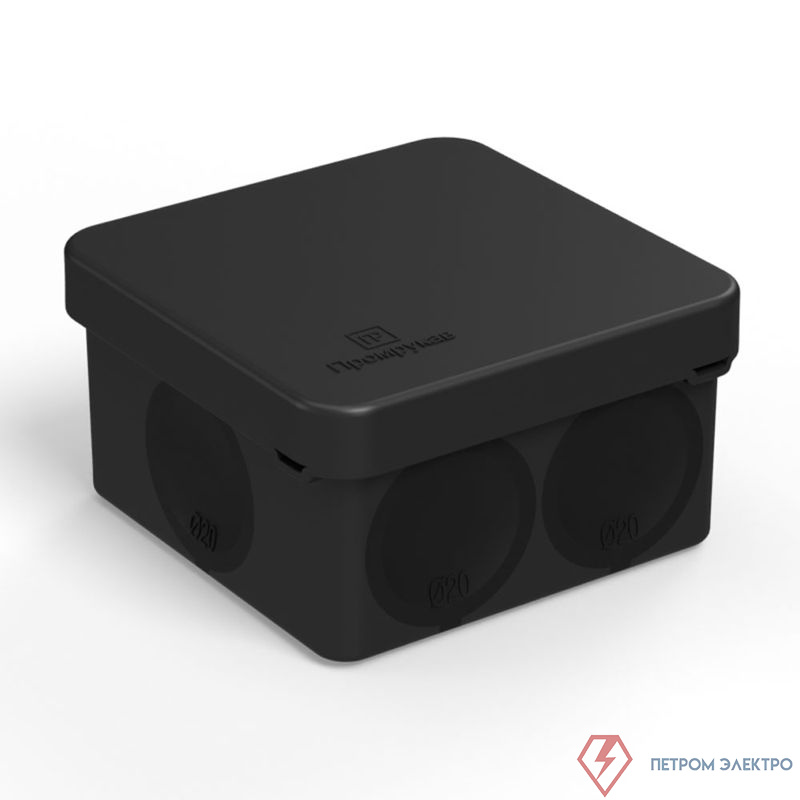 Коробка распределительная ОП 70х70х40мм двухкомпонентн. безгалоген. (HF) для прямого монтажа черн. Промрукав 60-0200-9005