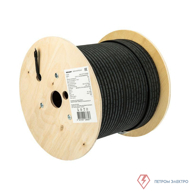 Кабель греющий саморег. 16КНС 2ЛТГ-ЭЛ-65/85 экранир. взрывозащ. Ex UV 16Вт/м 200м Rexant 51-0250