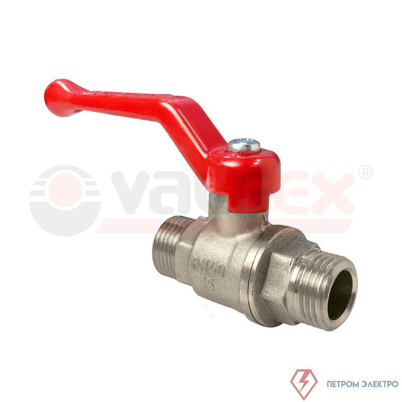 Кран шаровой ручка-рычаг (наружн./наружн.) 1/2дюйм латунь с никелир. покрытием (96/24) VALFEX VF.220.NR1.012