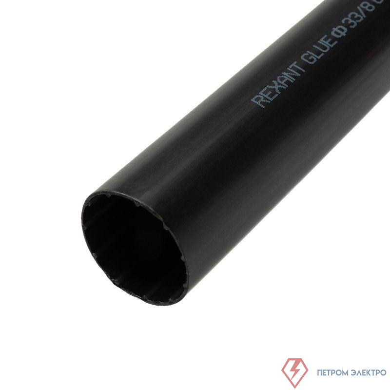Трубка термоусадочная среднестен. клеевая 33/8 (3-4:1) черн. 1м (уп.4шт) Rexant 26-0033