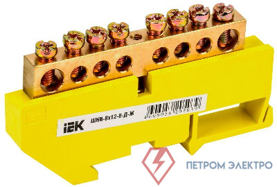 Шина PE &quot;земля&quot; на DIN-изол. ШНИ 8х12-8-Д-Ж IEK YNN10-812-8D-K05