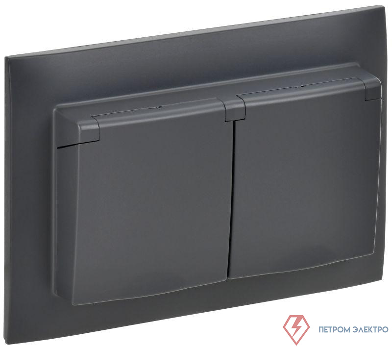 Розетка 2-м SKANDY 16А IP44 с крышкой в сборе SK-R12T титан IEK SK-R26-16-44-K48-F