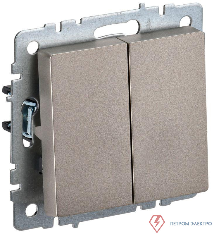 Выключатель 2-кл. СП BRITE ВС10-2-0-БрШ 10А механизм шампань IEK BR-V20-0-10-K37
