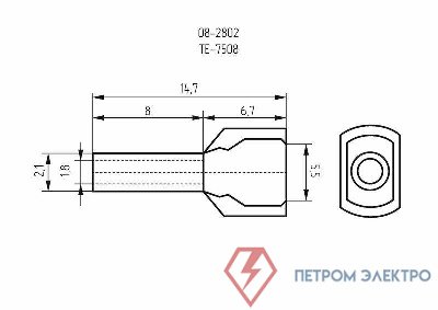 Наконечник штыревой втулочный изол. (НШВИ F-8мм) 2х0.75кв.мм (ТЕ-7508) син. (уп.100шт) Rexant 08-2802