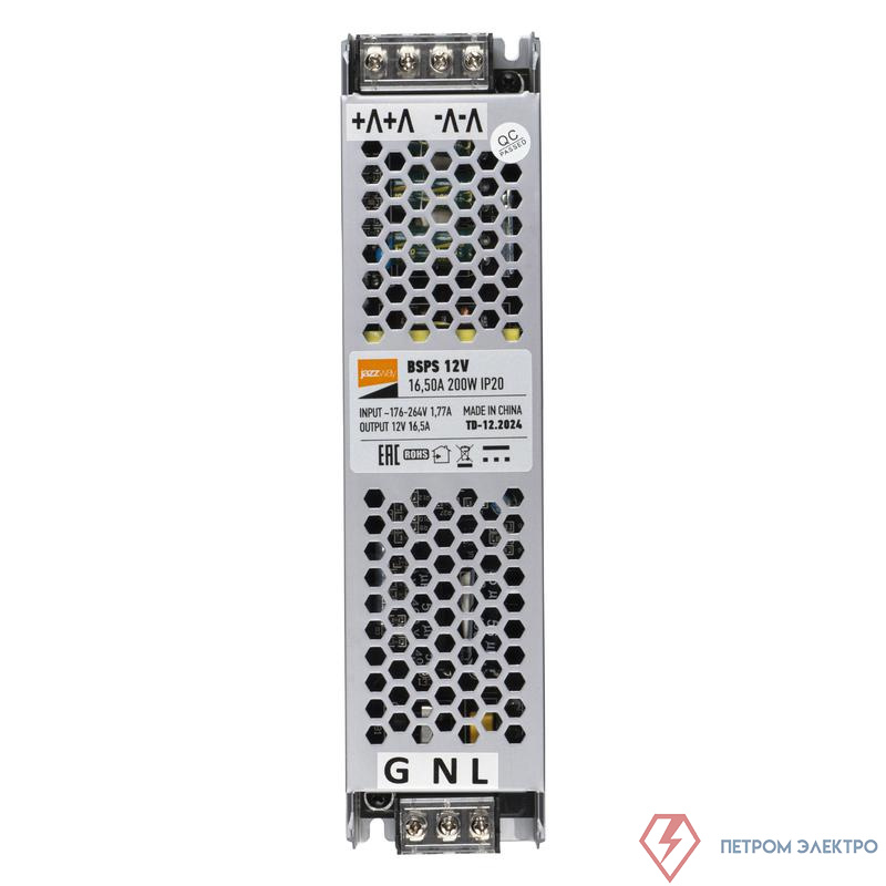 Блок питания для светодиод. ленты BSPS 200Вт 16.5А 12В IP20 метал. JazzWay 5024410